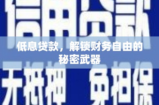 坦洲低息贷款，解锁财务自由的秘密武器