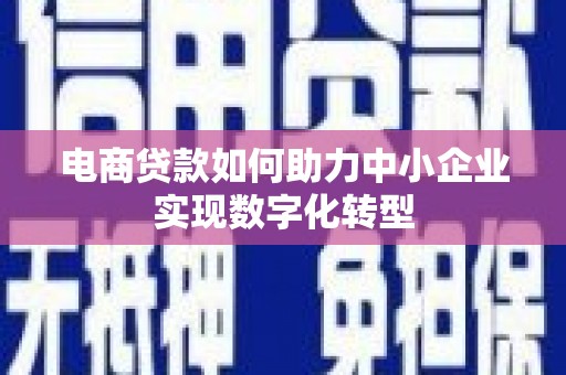 戚墅堰电商贷款如何助力中小企业实现数字化转型