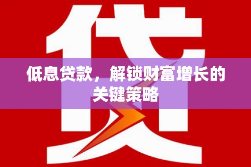 丰滨低息贷款，解锁财富增长的关键策略