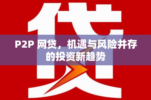 江夏P2P 网贷，机遇与风险并存的投资新趋势